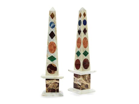 Paar Obelisken mit Pietra dura-Einlagen
